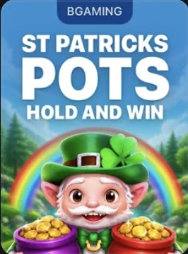 Spielkachel von St Patricks Pots Hold And Win mit Kobold und Goldtöpfen